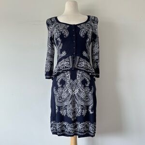 ❗️FINAL PRICE CLOSET CLOSING Anthropologie Navy White Sweater Dress